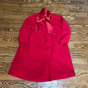 Bailey Boys red Fleece dress coat with satin bow